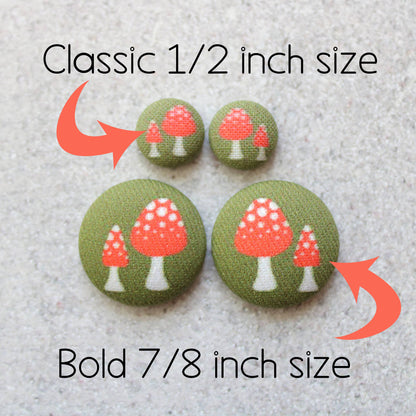 Rachel O's- 7/8in Clovers Fabric Button Earrings