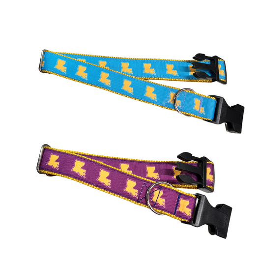 Parish Pets- 1" Wide Dog Collar - Louisiana Outline